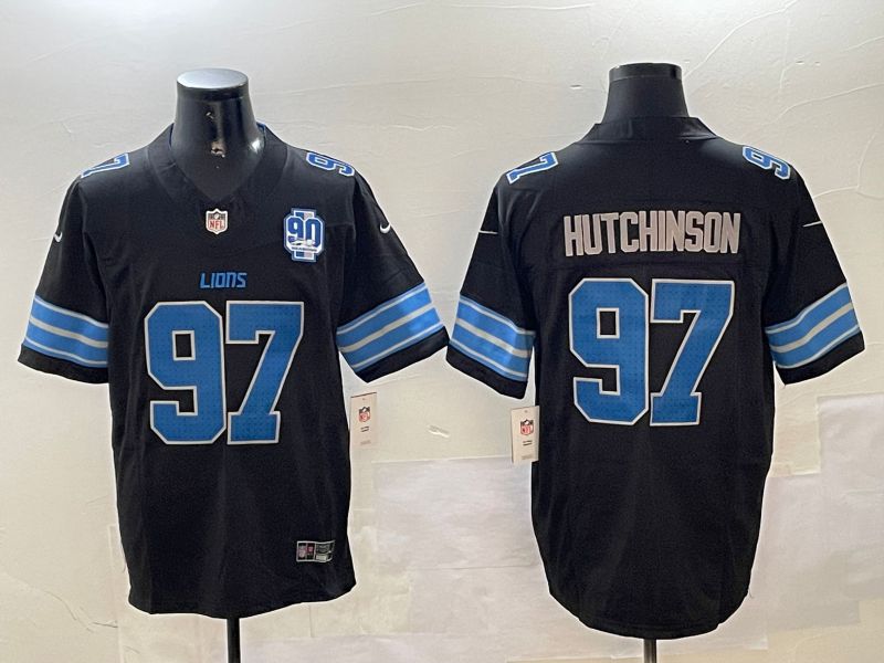 Men Detroit Lions #97 Hutchinson Black three generations 2024 Nike Limited NFL Jersey style 3->detroit lions->NFL Jersey